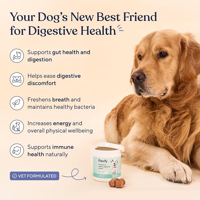Pawfy Probiotics for Dogs - Digestive & Gut Health Supplement for Yeast