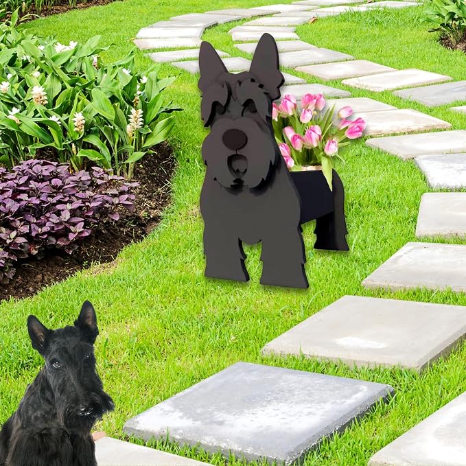 Scottish Terrier Dog Planter Pots, Animal Shaped Flower Pot