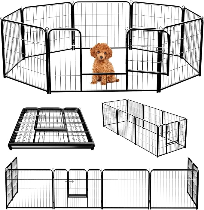 Dog Playpen Designed for Puppies/Small Dogs, Expandable Dog Pen for Indoor Use, Foldable Puppy Playpen，DIY Assembled Adjustable Safety Fence 16pcs 90 * 100cm
