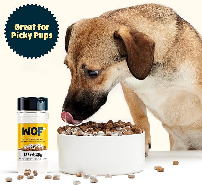 Bark in The Belly Cheese Dog Food Topper – Limited Ingredient Four Cheese Blend with Cheddar, Monterey Jack, Parmesan & Romano – Shake & Sprinkle Meal Mixer for Dogs of All Breeds and Life Stages