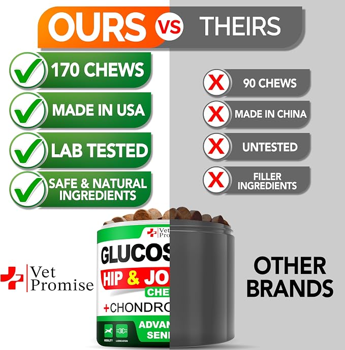 Glucosamine for Dogs - 170 Chews - Senior Hip and Joint Supplement for Dog