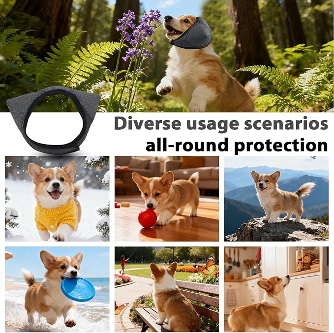 Adhiper Upgrade Dog Ear Muffs Wraps Noise Protection Quiet Ears, Elastic Waterproof Dog Ear Covers for Grooming, Bath, Drying, Swim & Anxiety Relief Reserved Ear Room Design (Gray/Medium)