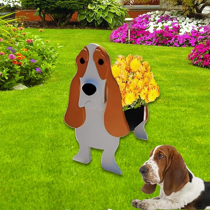 Basset Hound Dog Planter Pots, Animal Shaped Flower Pot