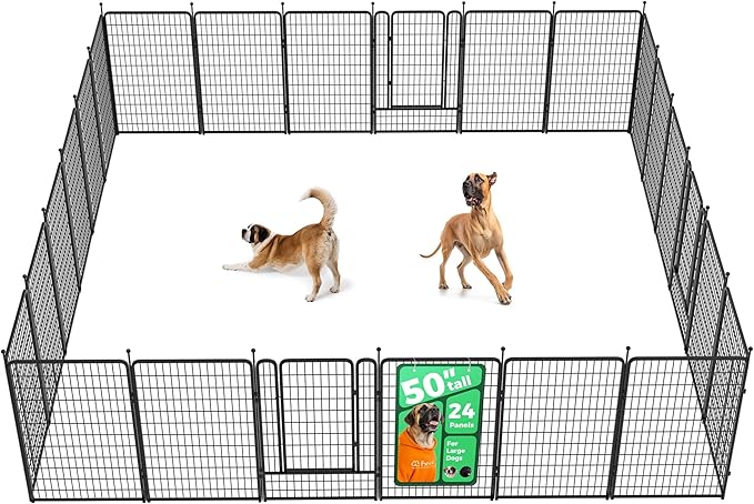 FXW Rollick Unleashed Dog Playpen, 50in, 24 Panels, Large, Black