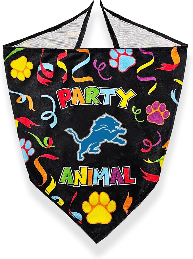 NFL Detroit Lions Pet Birthday Bandana, NFL Dog Birthday Party Set and Costume, Licensed Dog & Cat Birthday Party Scarf, Football Team Pet Outfit, Puppy Bday Accessory, Size Small/Medium