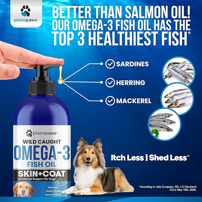 Omega 3 Fish Oil for Dogs - Supports Shedding and Itching, Skin and Coat