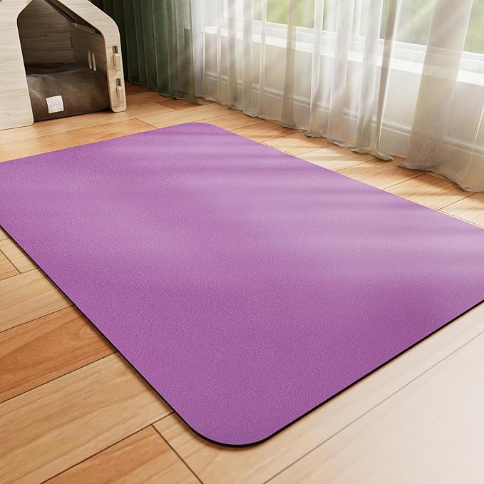 HotLive Dog Food Mat - Absorbent Cat Mat for Food and Water, No Stains Pet Feeding Bowl Mat, Easy to Clean Pet Placemats, Quick Dry Dog Water Dispenser Mat for Messy Drinkers | Purple 18"x 28"