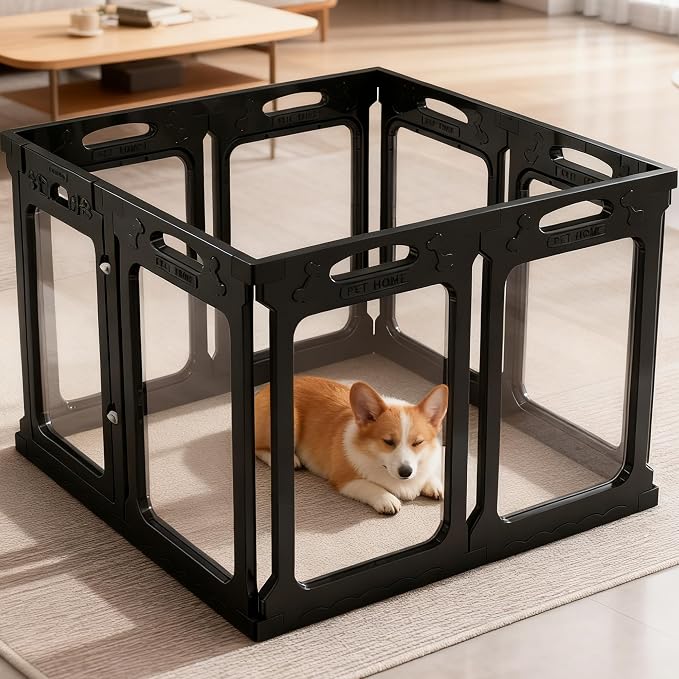 Clear Dog Playpen Extension Panels, 2 Pack, Height 30 inch, Black