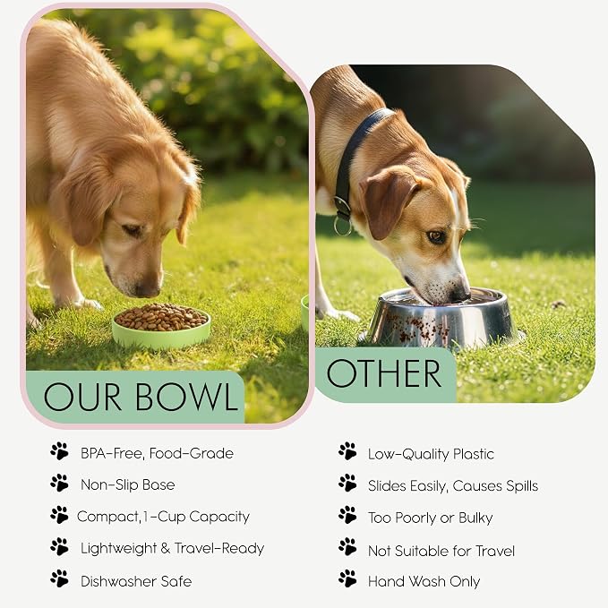 Barkin' Trails Travel Dog Bowl, Portable Outdoor Water, Matcha