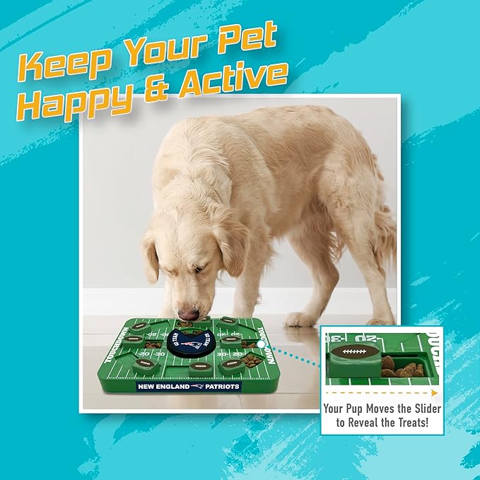 Pets First NFL New England Patriots Large Puzzle Toy - Interactive Dog Slow Feeding Puzzle Treat Toy