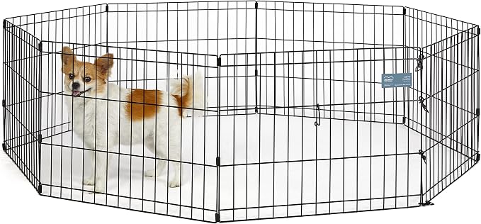 MidWest Homes for Pets 18-Inch Exercise Pen, for Indoor and Outdoor use, 16 Sq Feet of Play, Folding Dog Pen, No Door Design for Maximum Security, Easy to Set Up, Foldable Dog Playpen