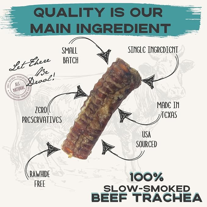 JACK'S PREMIUM Beef Trachea (Moo Tube) Natural Glucosamine Source Thick Beef Dog Chews All Natural Made in USA Single Ingredient Rawhide Alternative (3" 15 Count)