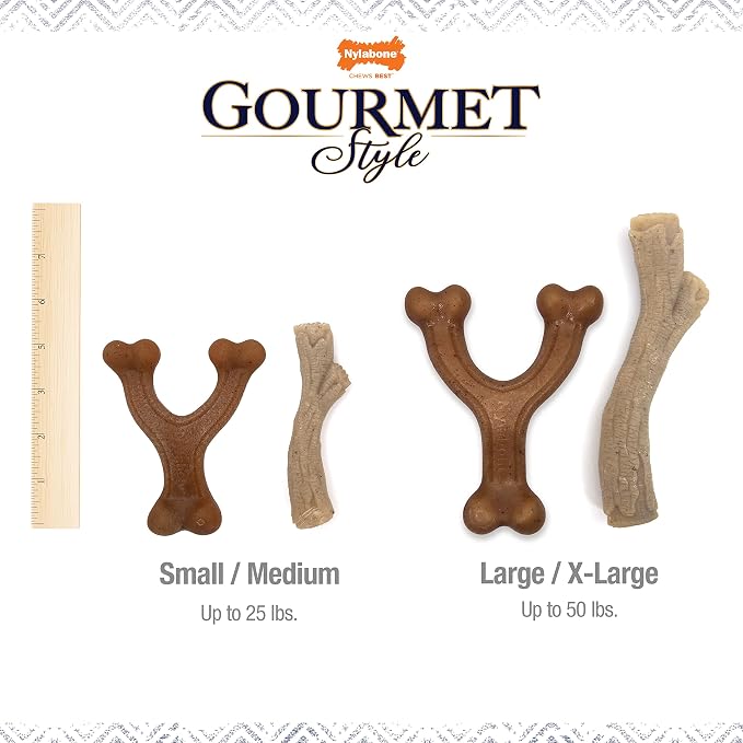 Nylabone Gourmet Style Strong Chew Toy Bundle, Chew Toys for Dogs, Bacon & Peanut Butter Flavor, Small/Regular (2 Count)