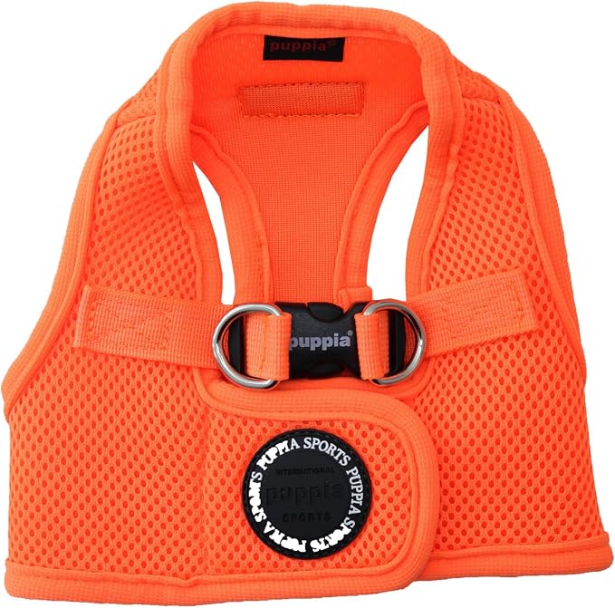 Puppia Neon Soft Vest Harness Step-in No Choke No Pull Walking Training for Small and Medium Dog, Orange, Medium