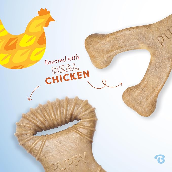 Benebone Puppy 2-Pack Dental/Wishbone Dog Chew Toys, Real Chicken, Small | Durable, Made in USA, Dog Bones, Puppy Chew Toys, Puppy Teething Toys, Long-Lasting, Keeps Them Busy