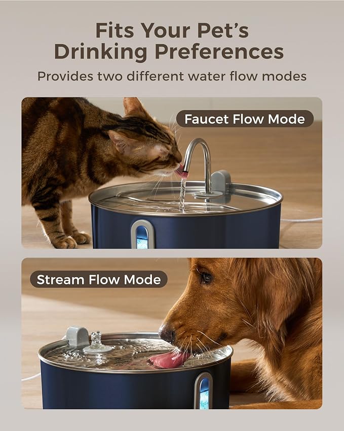 Smartoo Dog Water Fountain for Large Dogs 7L/236oz Stainless Steel Dog Water Bowl Dispenser Automatic Pet Water Fountain, Multi-Filtration Pet Fountain with Ultra-Quiet Pump (Navy)