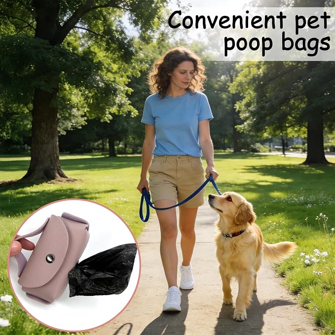 Pet Poop Bag Dispenser with Clip, Portable Waste Bag Holder, 5 Colors Available, 3.9 x 2.4 x 1.2 inches (Black)