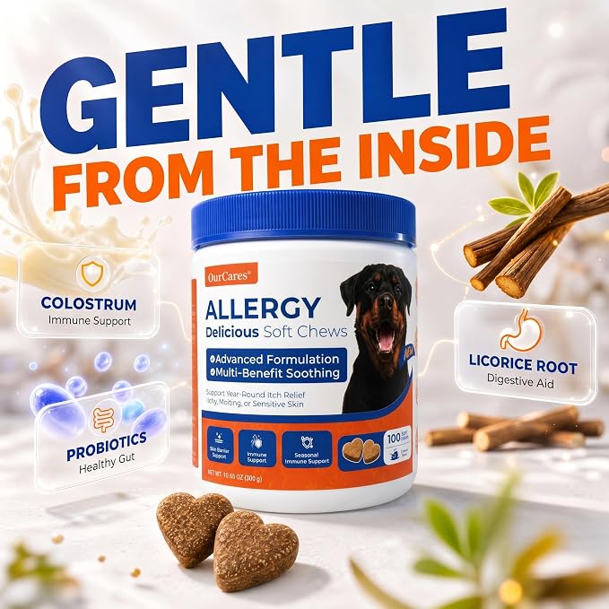 Dog Allergy Chews Anti-Itch Skin & Coat Probiotics 15 Chews