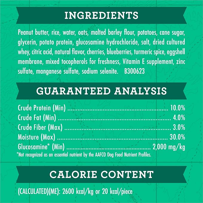 Zuke's Hip and Joint Dog Treats, Peanut Butter and Oats, 6 oz Pouch