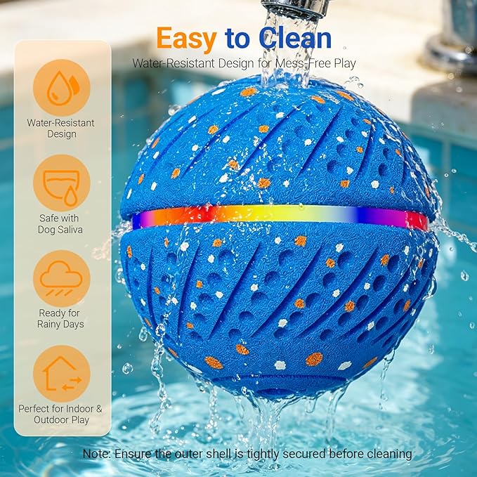 Interactive Dog Ball Toy, Automatic Rolling & Bouncing, LED Lights, Blue | 2.8-Inch Ball, Small & Medium Dogs, 2-in-1 Fetch Toy, Home Alone Play, Reduces Boredom, USB-C Rechargeable, Up to 3 Hours