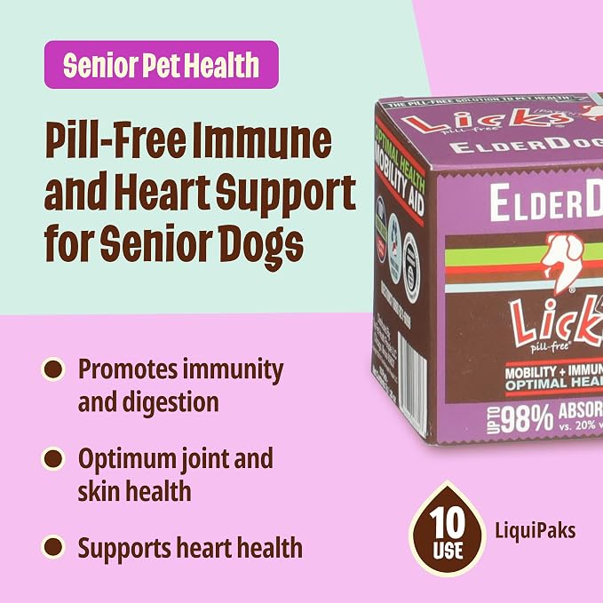 Licks Senior Pet Health, Omega 3, Savory Flavor, 10 Packets