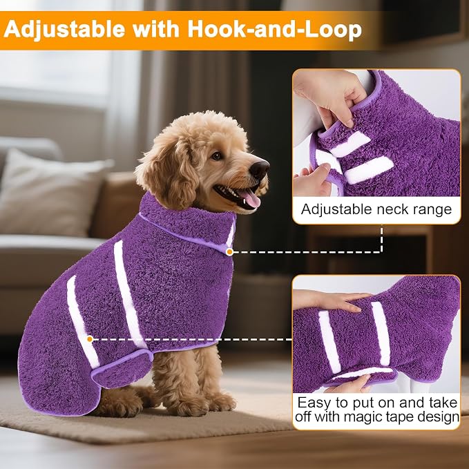Dog Bathrobe Super Absorbent Dog Towels Large Quick Drying Robes for After Bath Soft Adjustable Warm Keeping Dogs Towel(S-XXL)