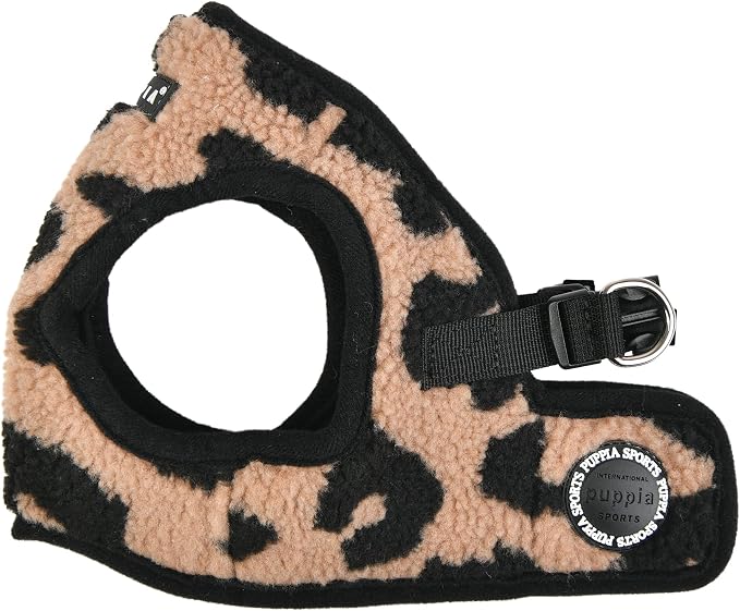 Puppia Serval Vest Dog Harness Step-in Warm Winter Leopard Pattern for Small and Medium Dog, Beige, Large