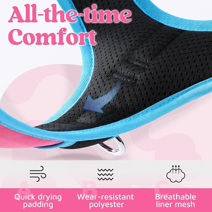 rabbitgoo Dog Harness for Large, No Pull 3 Buckles Easy On & Off | Soft Padded, Walking with Control Handle, Adjustable and Reflective, Pink & Blue, X-Large
