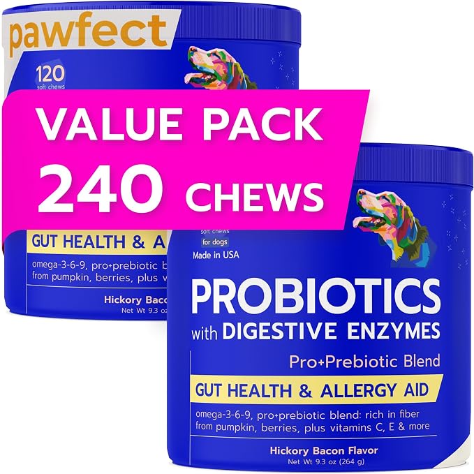PAWFECTCHEW Probiotics for Dogs & Digestive Enzymes for Dogs