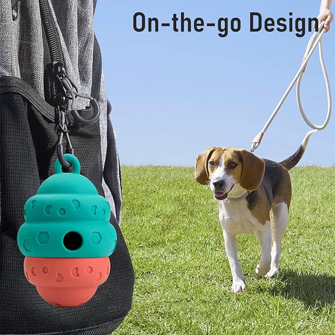 Dog Treat Dispensing Toy, Silicone Puppy Food Dispenser for Small Medium Dogs Puzzle Feeder Ball Interactive Toys & Enrichment Mental Stimulation Topple Outdoor Training Travel Honeycomb Green & Red