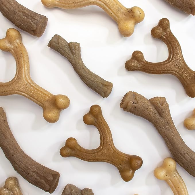 Nylabone Strong Chew Gourmet Style Stick Dog Chew Toy, Peanut Butter Flavor | Medium breeds, durable chew toys, long lasting, encourages healthy chewing, helps clean teeth, for dogs up to 35 lbs