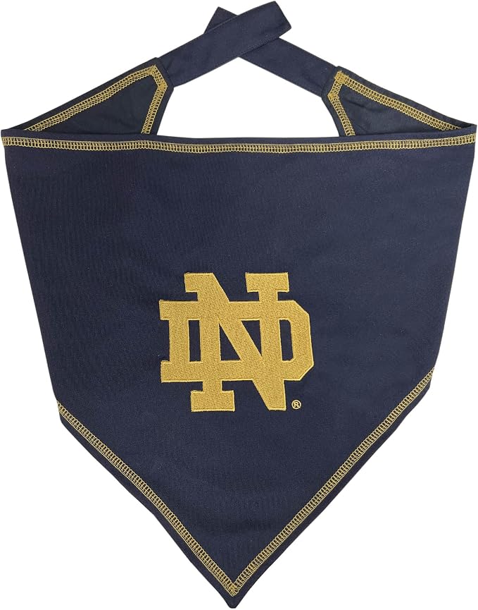 Pets First NCAA Notre Dame Tie Bandana, Small/Medium. Dog Bandana Scarf Bib for Pet Cat Dog. The Ultimate Game-Day, Party Bandana (ND-3550-S-M)
