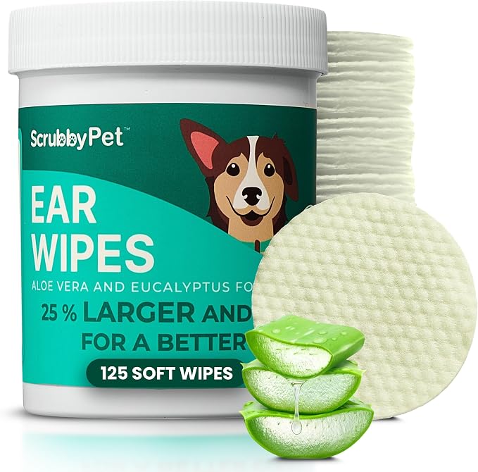 Dog Ear Wipes, Extra Thick with Aloe Vera & Eucalyptus, 125 Count