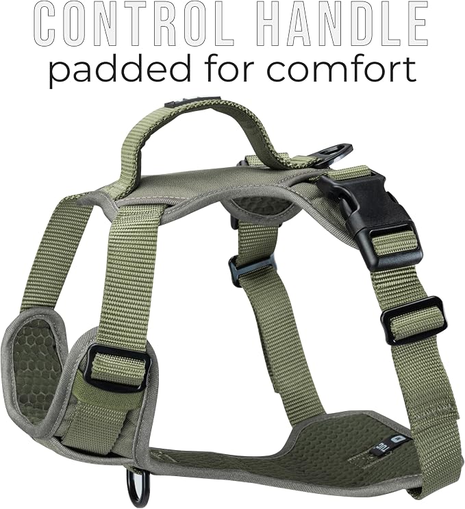 TUG No-Pull Dog Harness, 2 Leash Clips + Padded Handle (XL, Green) | Water-Resistant Padded Interior | No-Pull Front Clip | Padded Back Handle | Adjustable Straps