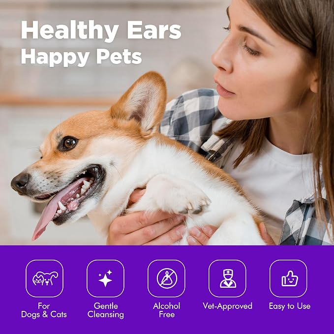 MIOSSZI Dog Ear Cleaner Finger Wipes, 50 Count