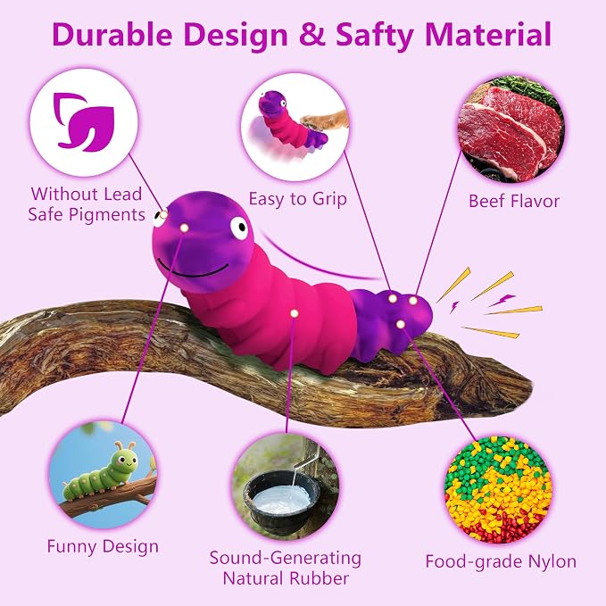 Indestructible Dog Toys for Aggressive Chewers, Tough Toy | Chew Toys for Large and Medium Dogs, Squeaky Rubber & Beef-Flavored Nylon, Dental Care, Boredom & Anxiety Relief