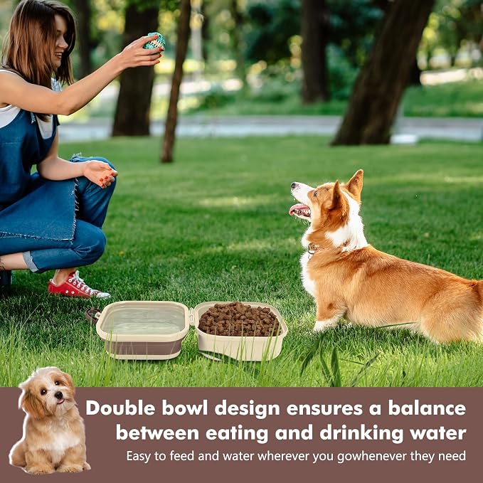 Collapsible Dog Bowls, Travel Double Bowl, Small/60oz