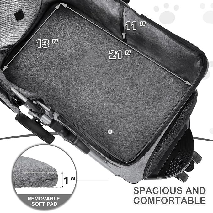 MoNiBloom Foldable Pet Stroller - Gray, up to 33lbs