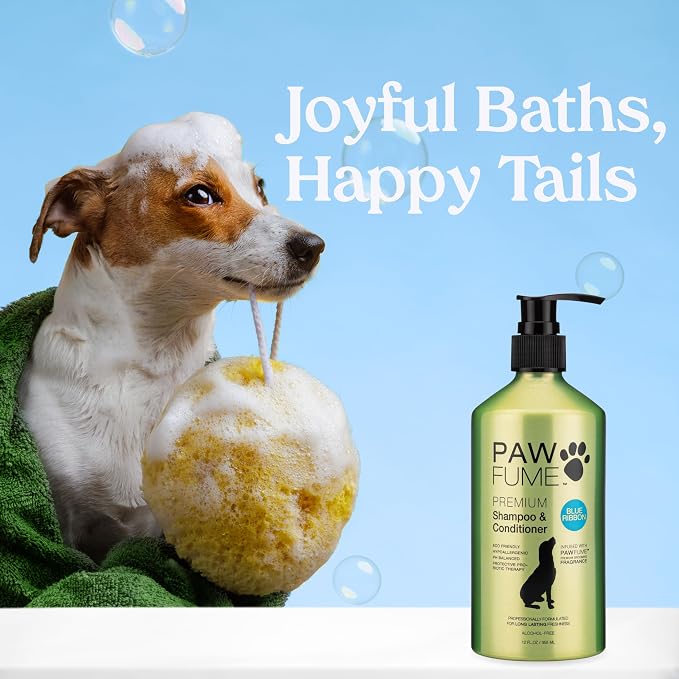 PAWFUME Dog Shampoo and Conditioner, Blue Ribbon, 2-Pack | Probiotic pH-balanced formula nourishes, detangles and deep cleans for silky coat, Puppy Shampoo and Conditioner