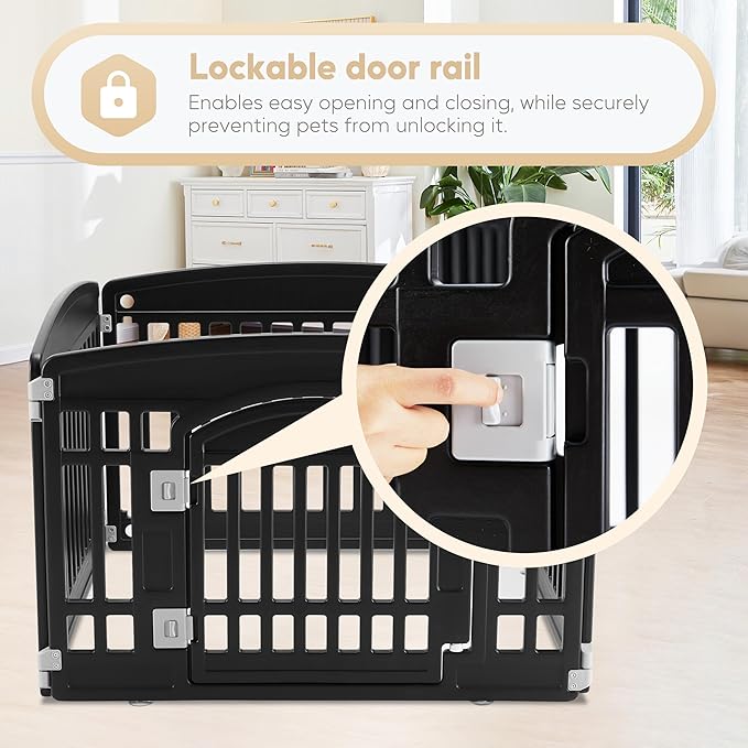 Simple Deluxe 24" 4-Panel Dog Playpen, Durable Pet Playpen with Secure Locking Door for Puppies & Small/Medium Dogs, Portable & Foldable Pet Fence, Black