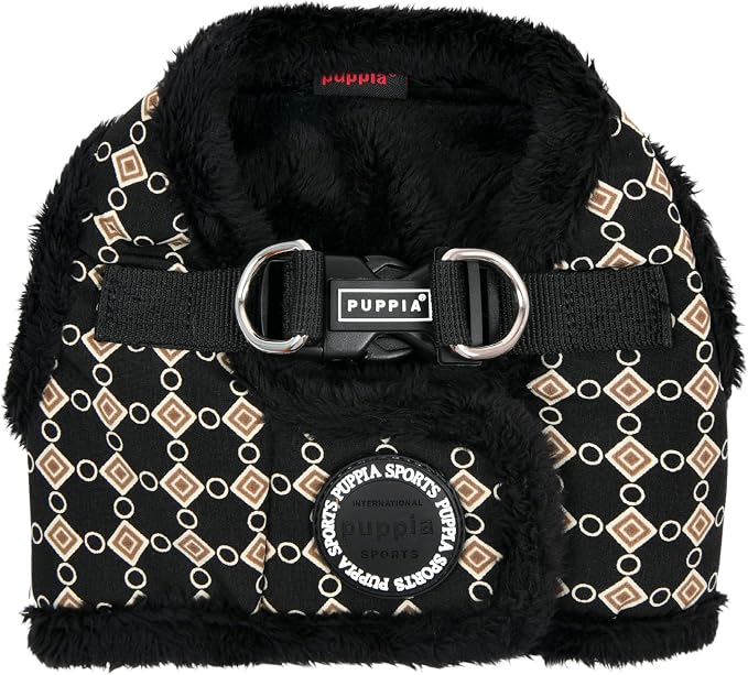 Puppia Jace Vest Dog Harness Step-in Warm Winter Diamond Pattern for Small and Medium Dog, Black, X-Large