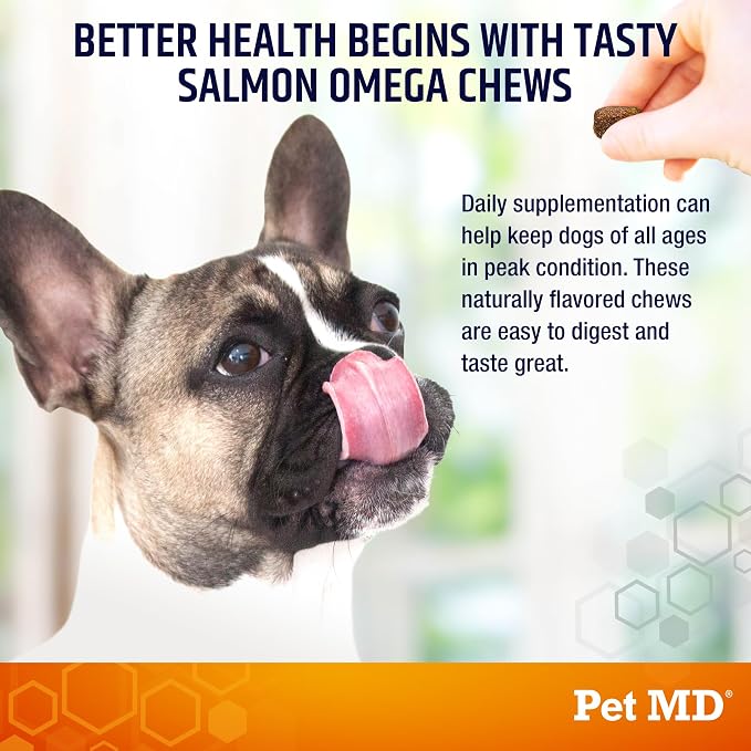 Pet MD Salmon Omega Bites for Dogs - Dog Skin and Coat Supplement - 60ct