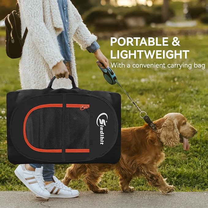 Siedihit Dog Playpen, Puppy Pet Playpens Indoor for Medium Dogs Tent Crates Cage Indoor/Outdoor, Portable Pop Up Dog Kennel Playpen with Carrying Case for Dogs/Cats/Rabbits, Black