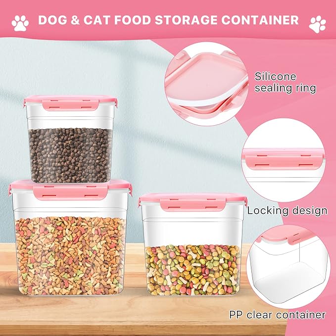 3 Pieces Animal Food Storage Containers, 3.8 L