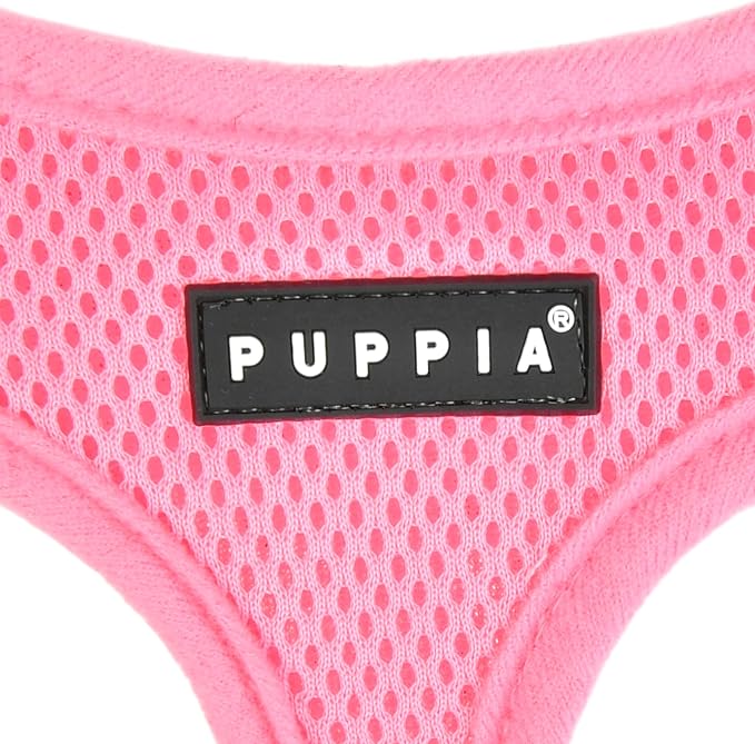 Puppia Soft Superior Dog Harness Air Mesh Over-The-Head All Season No Pull No Choke Walking Training Adjustable Neck & Chest for Small & Medium Dog - Pink - S