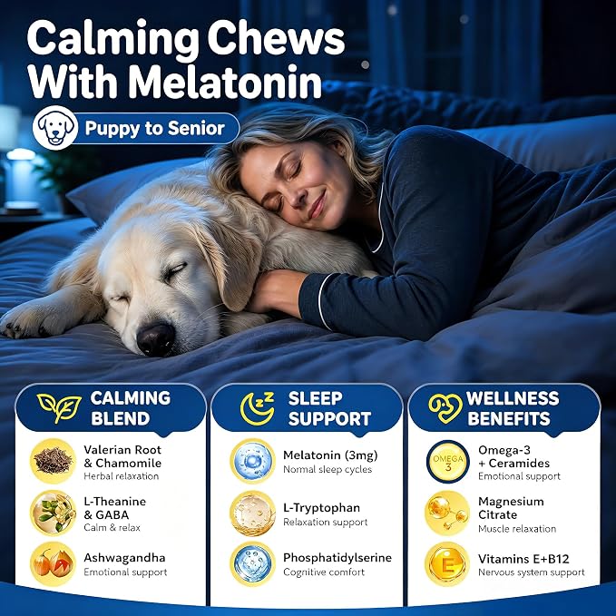 Dog Melatonin Soft Chews, Bacon, 90-Pack, 90 Count