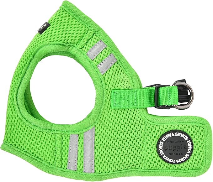 Puppia Soft Vest Dog Harness No Choke Step-in Reflective Triple Layered Breathable Mesh for Small and Medium Dog, Green, Medium