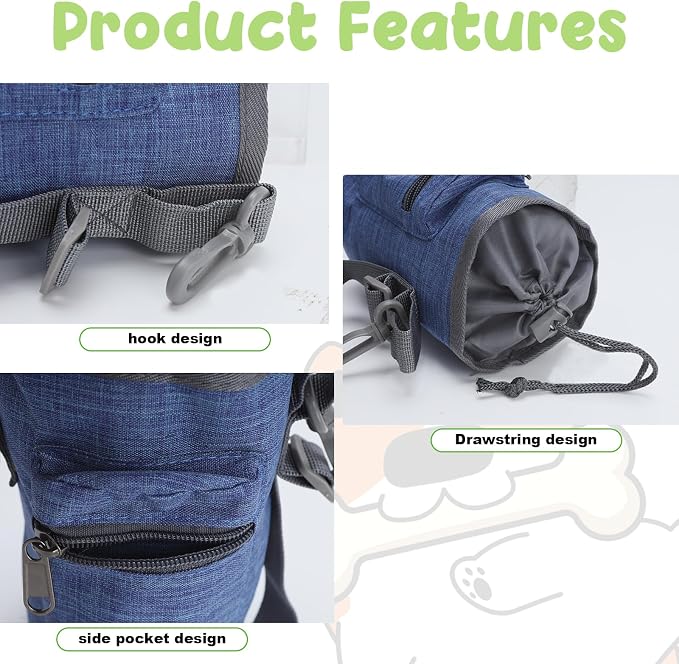 Dog Poop Bag Holder for Walking with Waste Bag Dispenser, Portable Wearable Dog Poop Carrier, Clip Easy-Attach to Leash/Harness/Waist, for Storing Used Doggie Waste Bags Without Spills