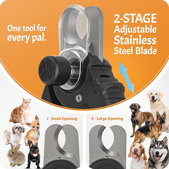 Pawsibility Pet Nail Clipper PRO, LED Light, Black
