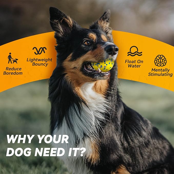 FUSOTO 2Pcs Dog Balls, Tennis Balls for Dog, Yellow | Balls for Dog Aggressive Chewers, for Large Medium Small Puppy, Training Catch&Fetch, Water Floats Toys, Yellow